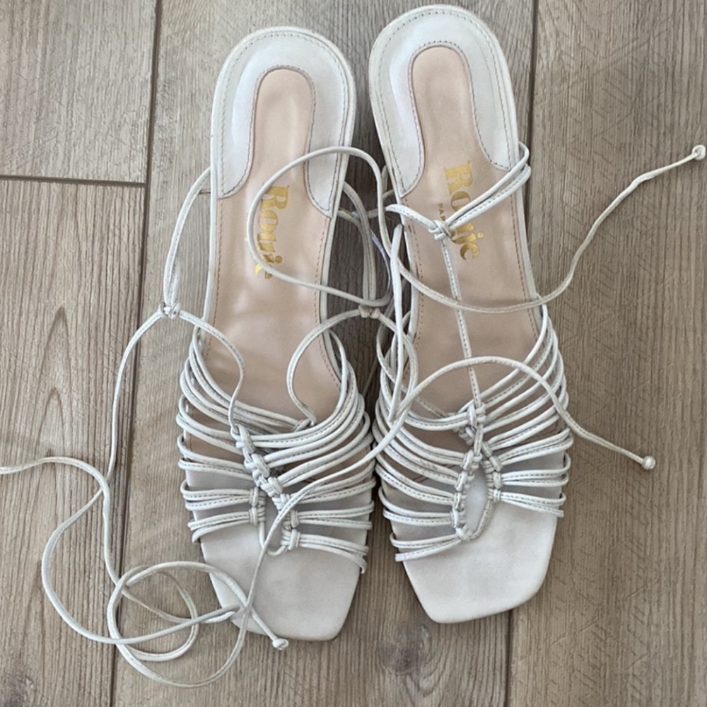 White Juno Rouje heeled sandals by Jeanne Damas